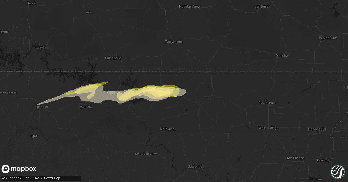 Hail map in Salem, AR on March 4, 2026