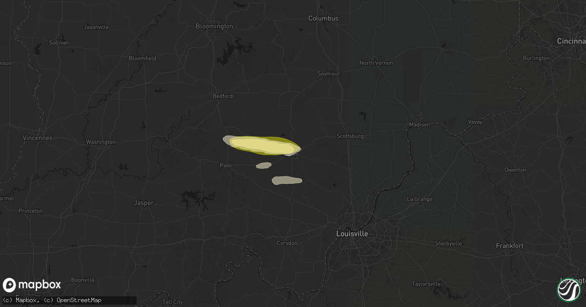 Hail map in Salem, IN on March 4, 2026