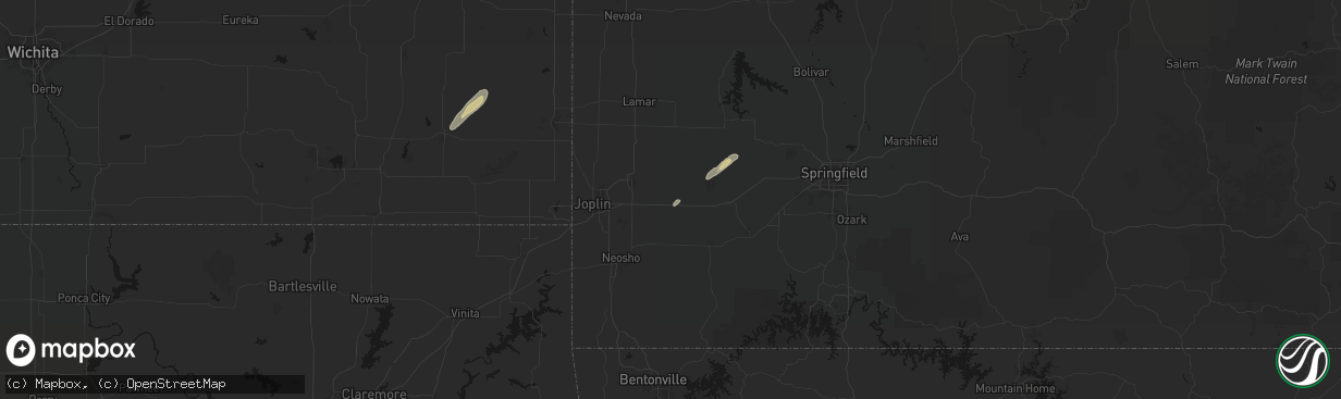 Hail map in Sarcoxie, MO on March 4, 2026