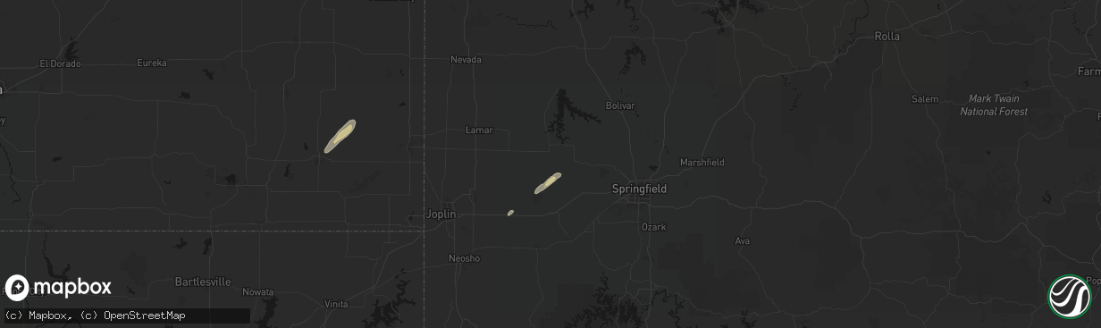 Hail map in South Greenfield, MO on March 4, 2026
