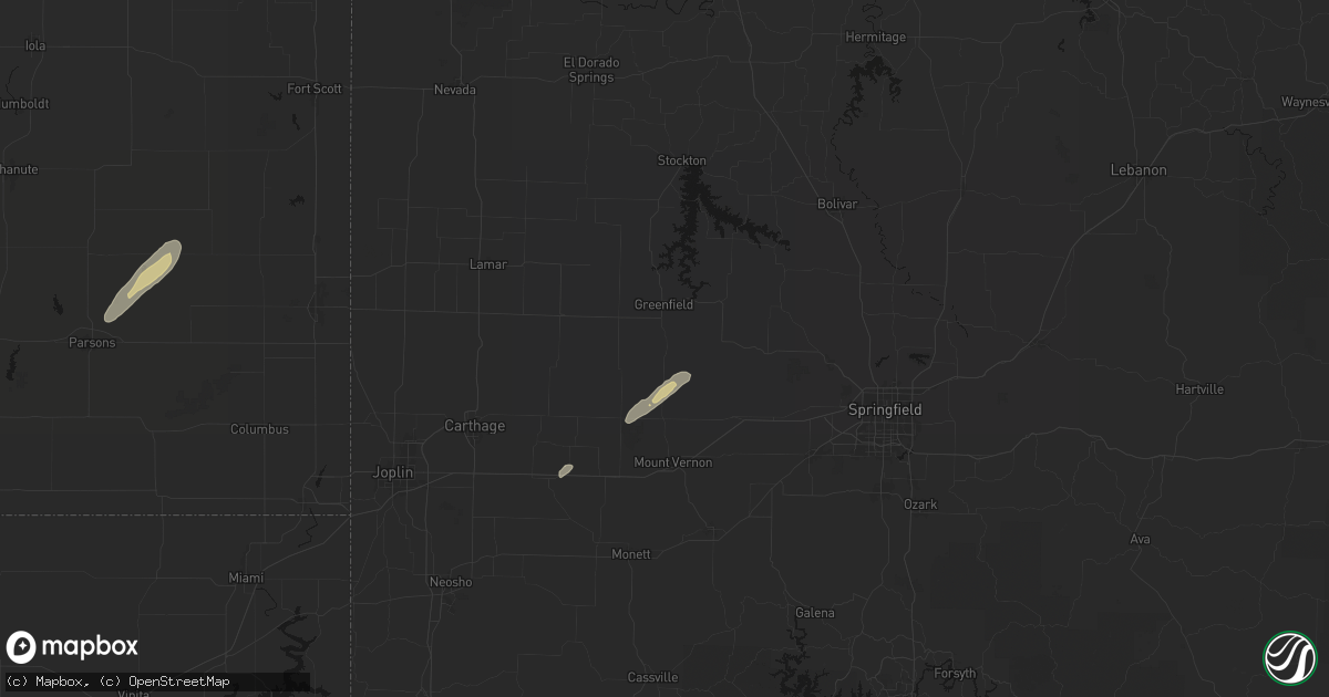Hail map in South Greenfield, MO on March 4, 2026