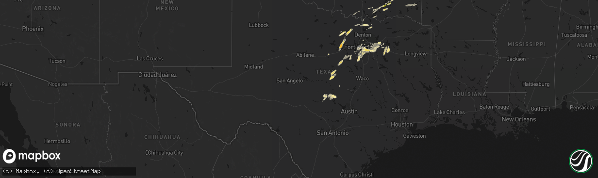 Hail map in Texas on March 4, 2026