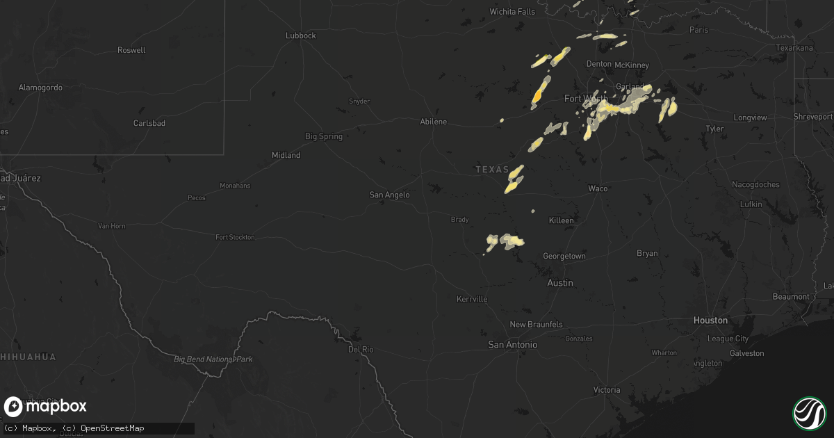 Hail map in Texas on March 4, 2026