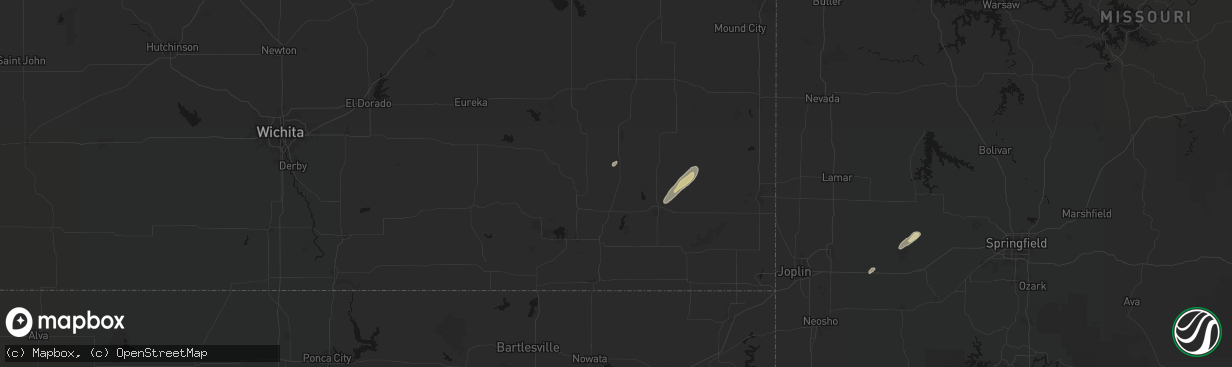 Hail map in Thayer, KS on March 4, 2026