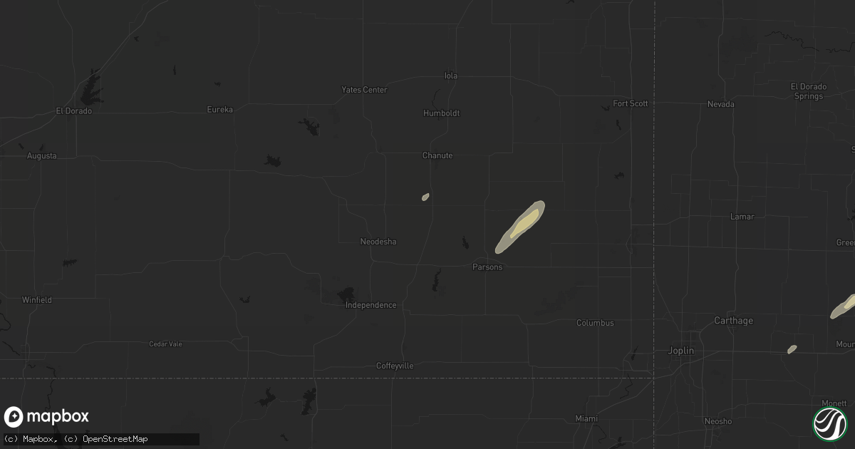 Hail map in Thayer, KS on March 4, 2026