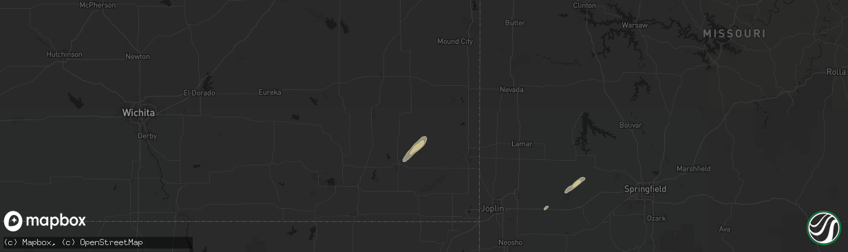Hail map in Walnut, KS on March 4, 2026