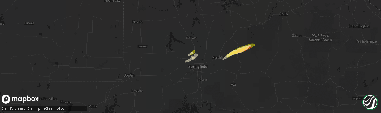 Hail map in Willard, MO on March 4, 2026