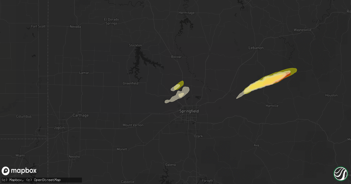 Hail map in Willard, MO on March 4, 2026