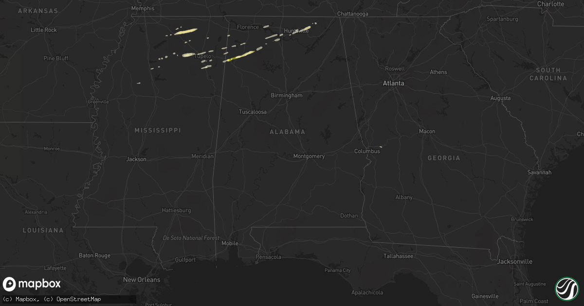 Hail map in Alabama on March 5, 2013