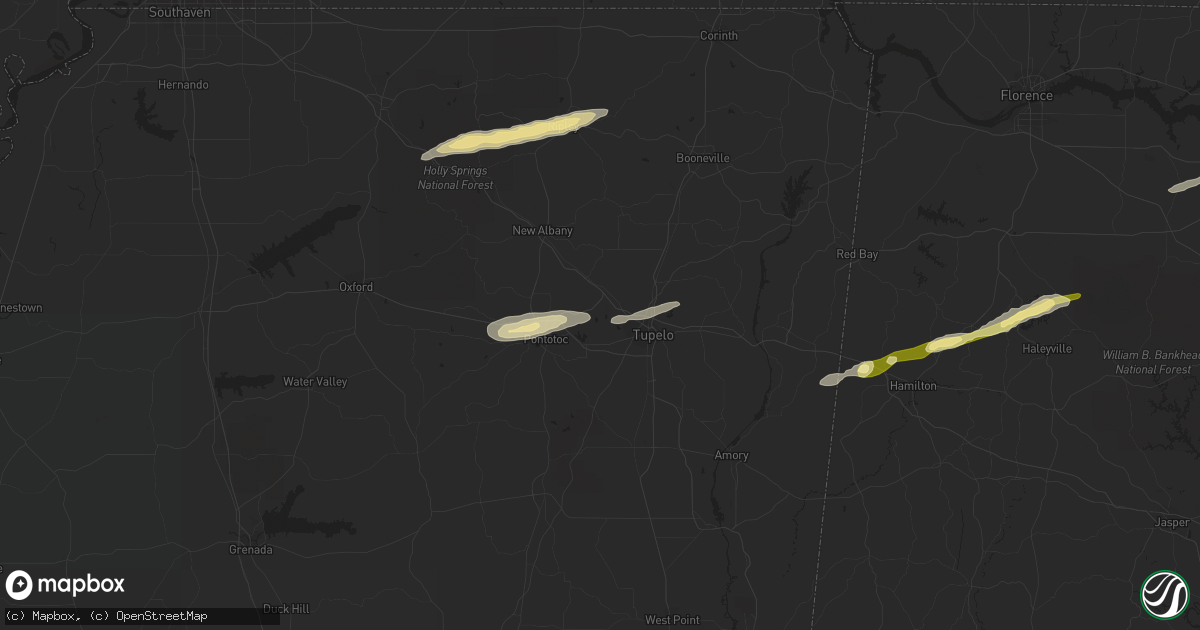 Hail map in Belden, MS on March 5, 2013