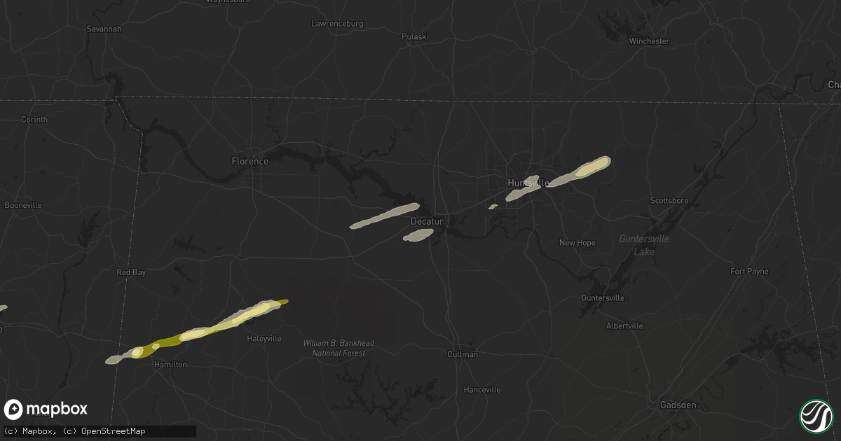 Hail map in Decatur, AL on March 5, 2013
