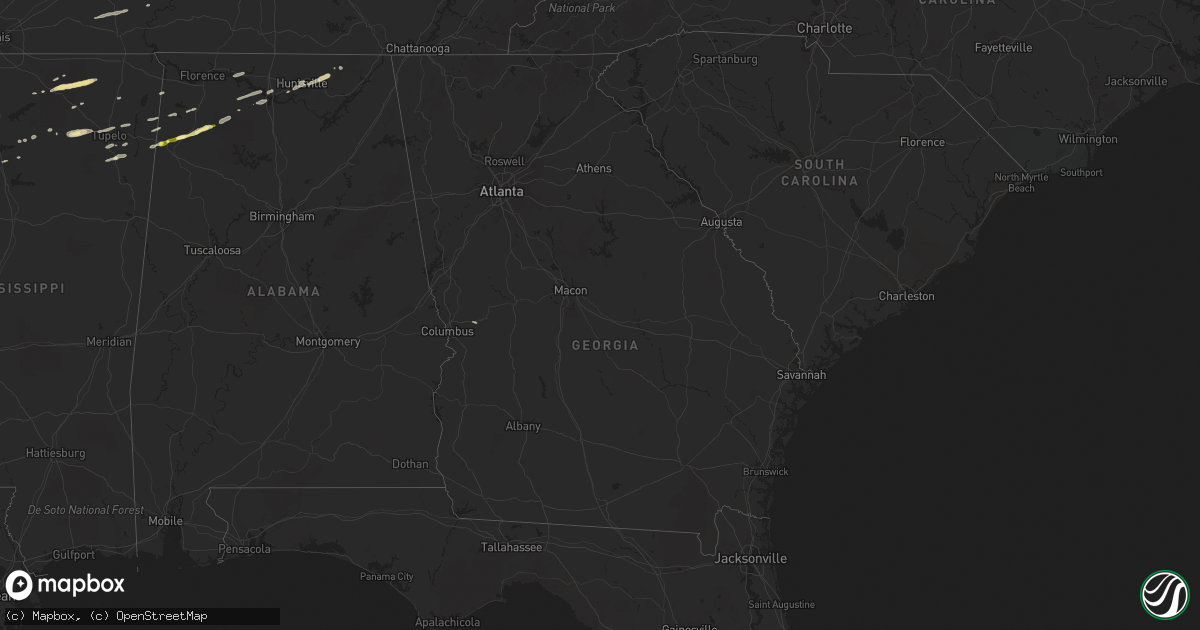 Hail map in Georgia on March 5, 2013