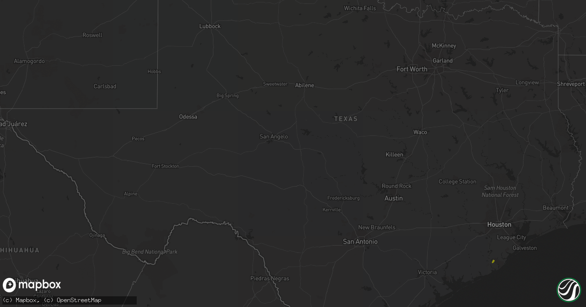 Hail map in Texas on March 5, 2017