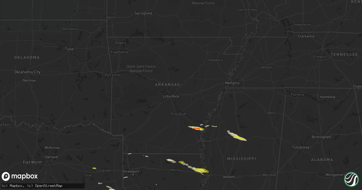 Hail map in Arkansas on March 5, 2018