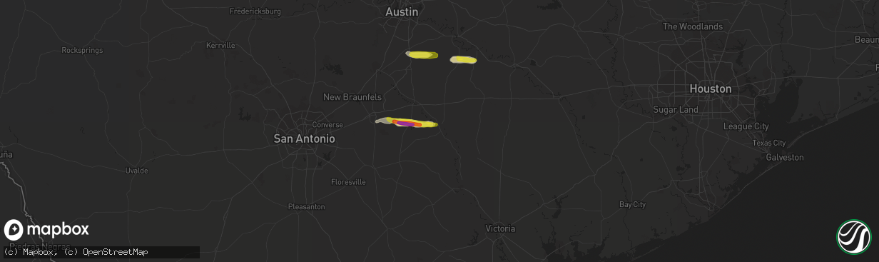 Hail map in Gonzales, TX on March 5, 2018