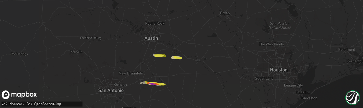 Hail map in Smithville, TX on March 5, 2018