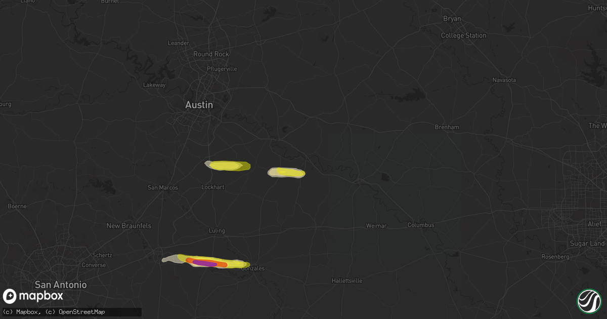 Hail map in Smithville, TX on March 5, 2018