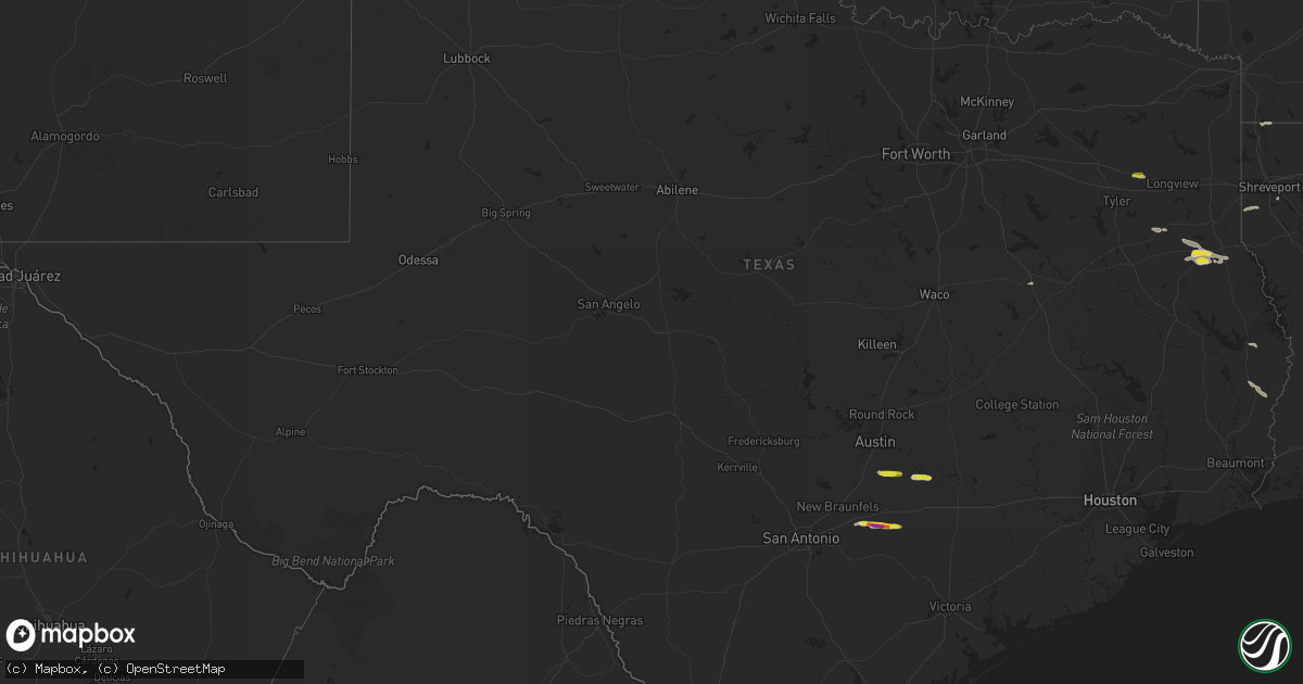 Hail map in Texas on March 5, 2018