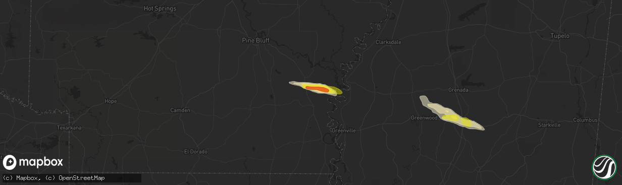 Hail map in Tillar, AR on March 5, 2018