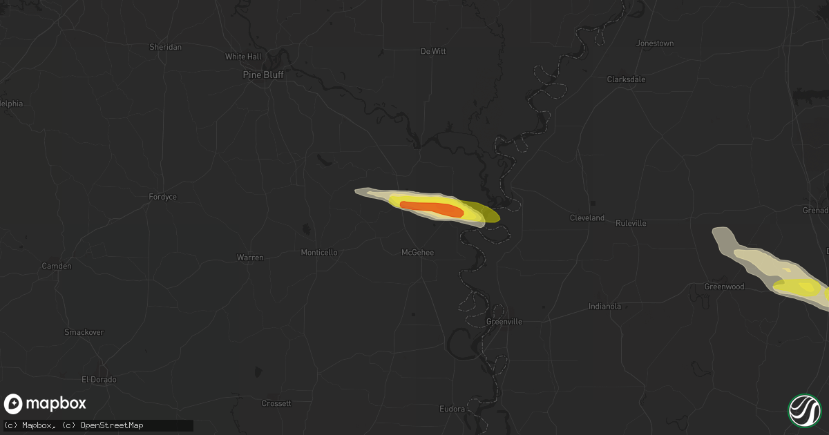 Hail map in Tillar, AR on March 5, 2018