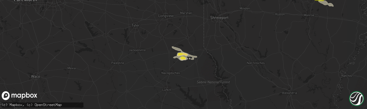 Hail map in Timpson, TX on March 5, 2018