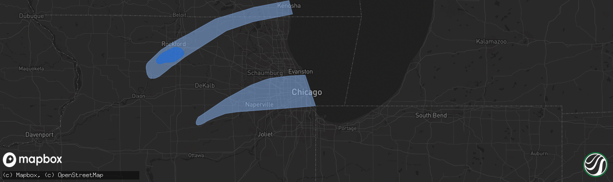 Hail map in Chicago, IL on March 5, 2022