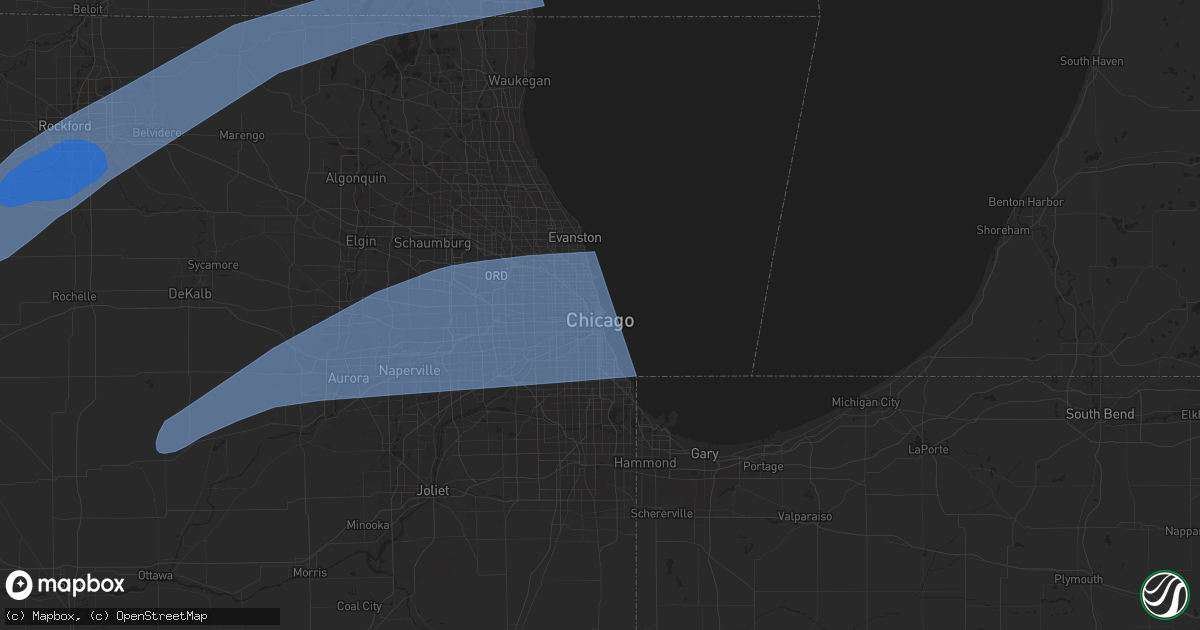 Hail map in Chicago, IL on March 5, 2022