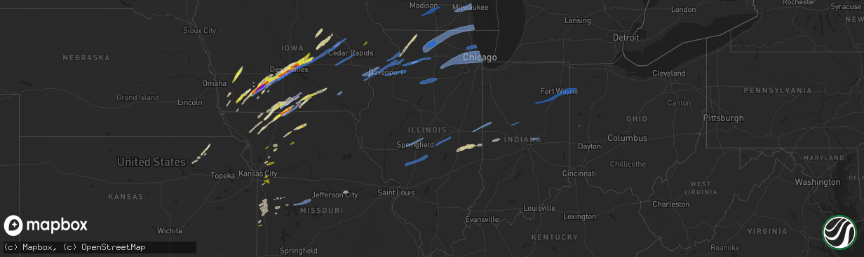 Hail map in Illinois on March 5, 2022