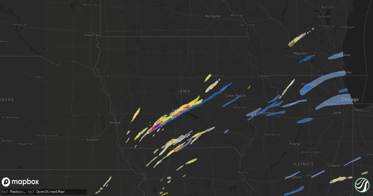 Hail map in Iowa on March 5, 2022