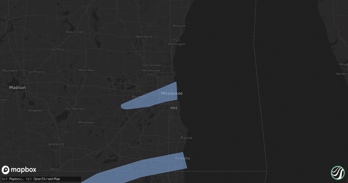 Hail map in Milwaukee, WI on March 5, 2022