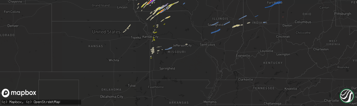 Hail map in Missouri on March 5, 2022