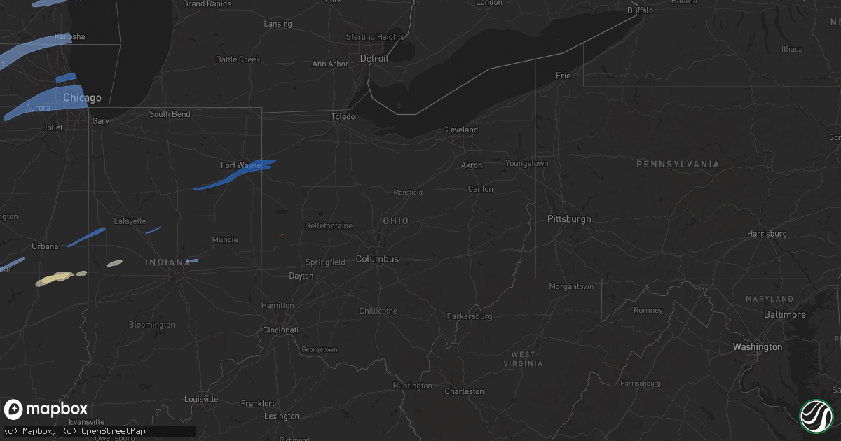 Hail map in Ohio on March 5, 2022