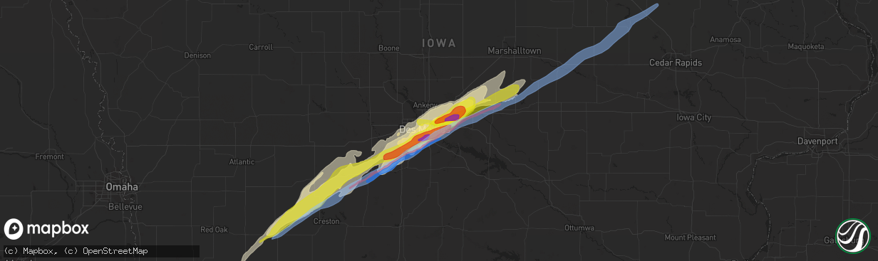 Hail map in Pleasant Hill, IA on March 5, 2022