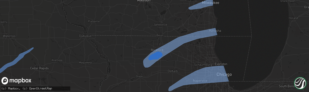 Hail map in Rockford, IL on March 5, 2022