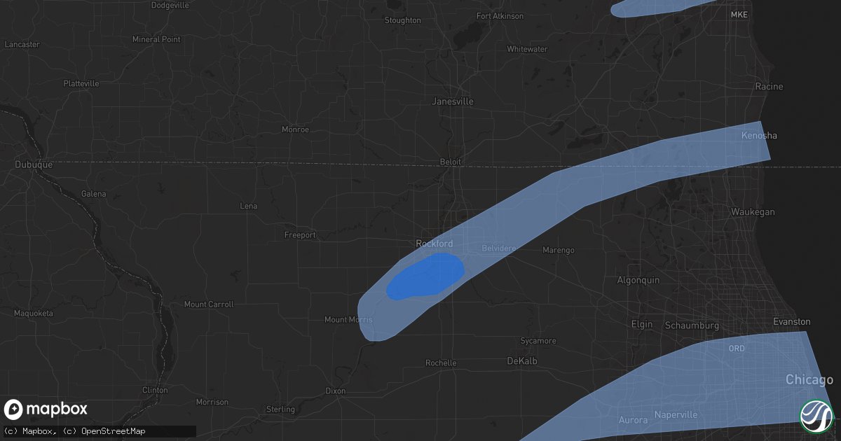 Hail map in Rockford, IL on March 5, 2022