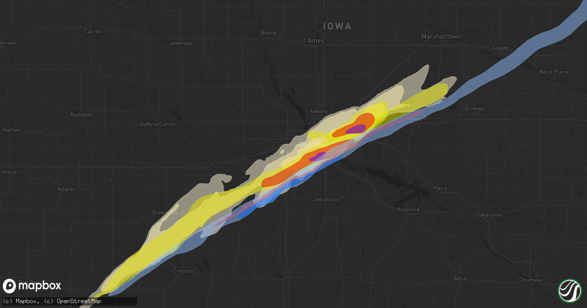 Hail map in West Des Moines, IA on March 5, 2022