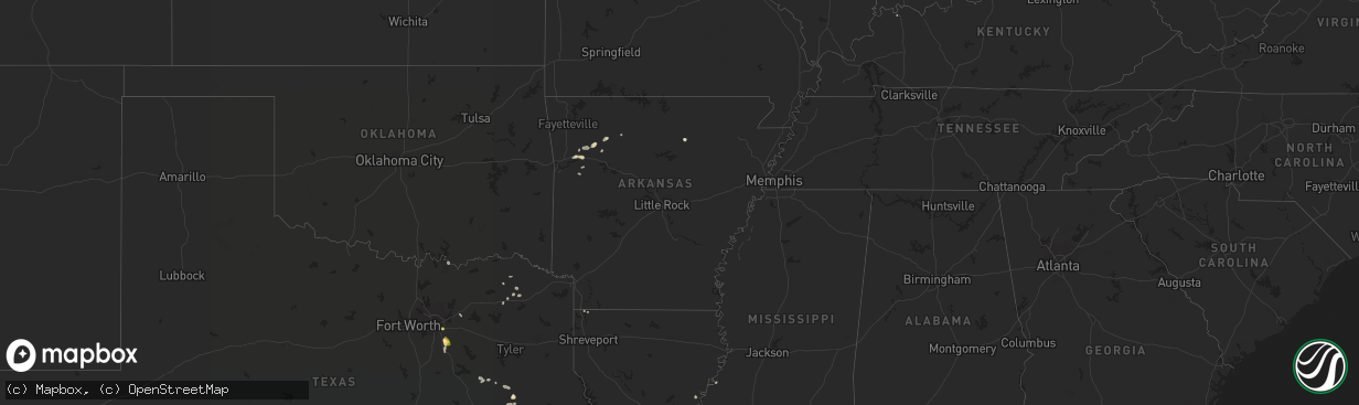 Hail map in Arkansas on March 5, 2024