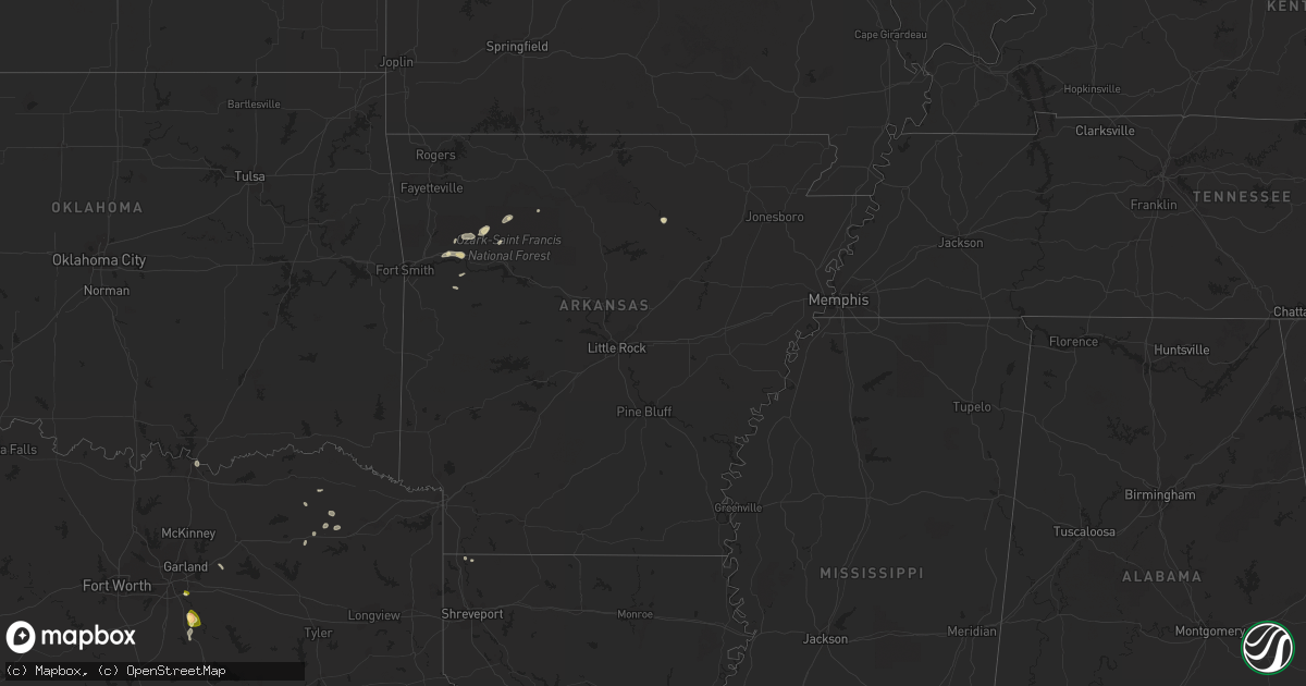 Hail map in Arkansas on March 5, 2024