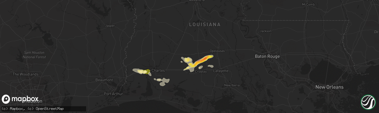 Hail map in Basile, LA on March 5, 2024