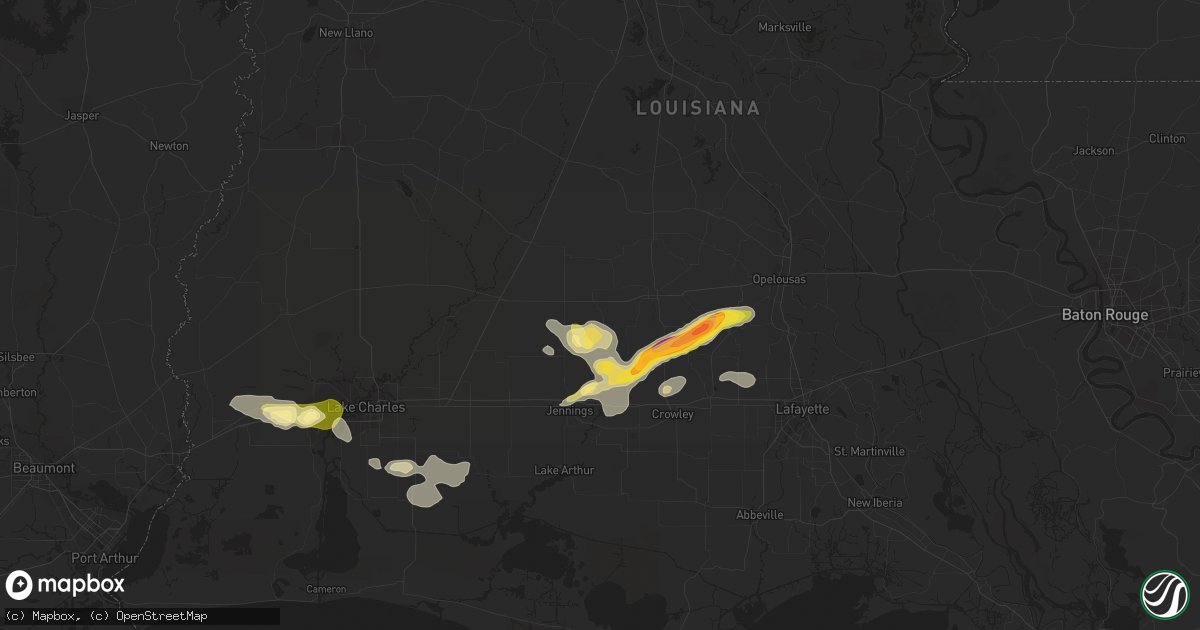 Hail map in Basile, LA on March 5, 2024