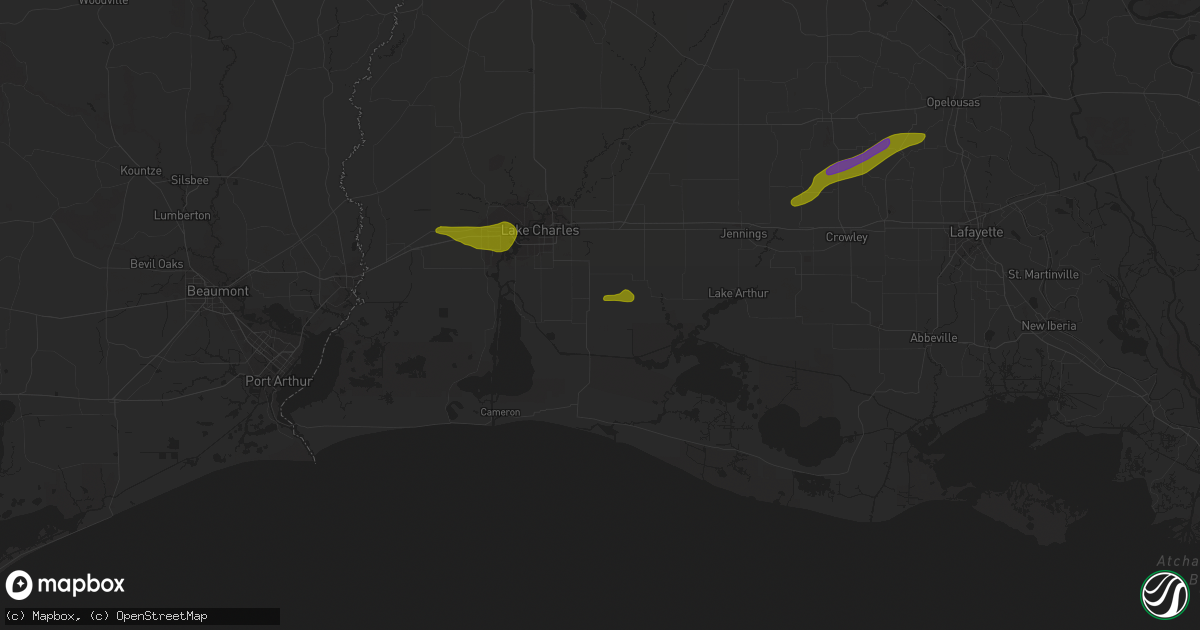 Hail map in Bell City, LA on March 5, 2024