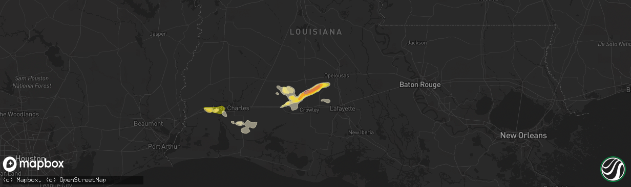 Hail map in Branch, LA on March 5, 2024