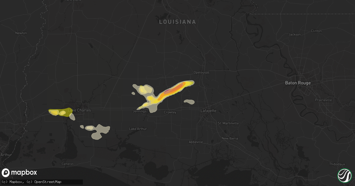 Hail map in Branch, LA on March 5, 2024