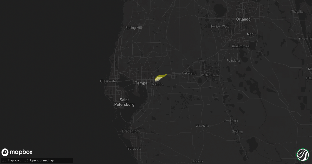 Hail map in Brandon, FL on March 5, 2024
