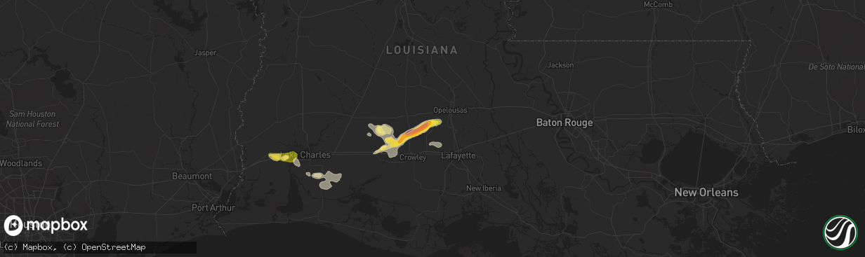 Hail map in Church Point, LA on March 5, 2024