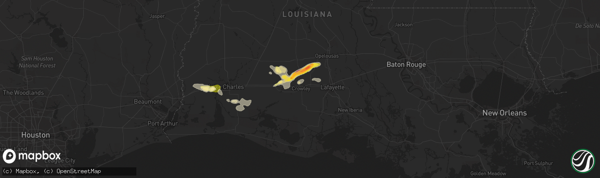 Hail map in Crowley, LA on March 5, 2024