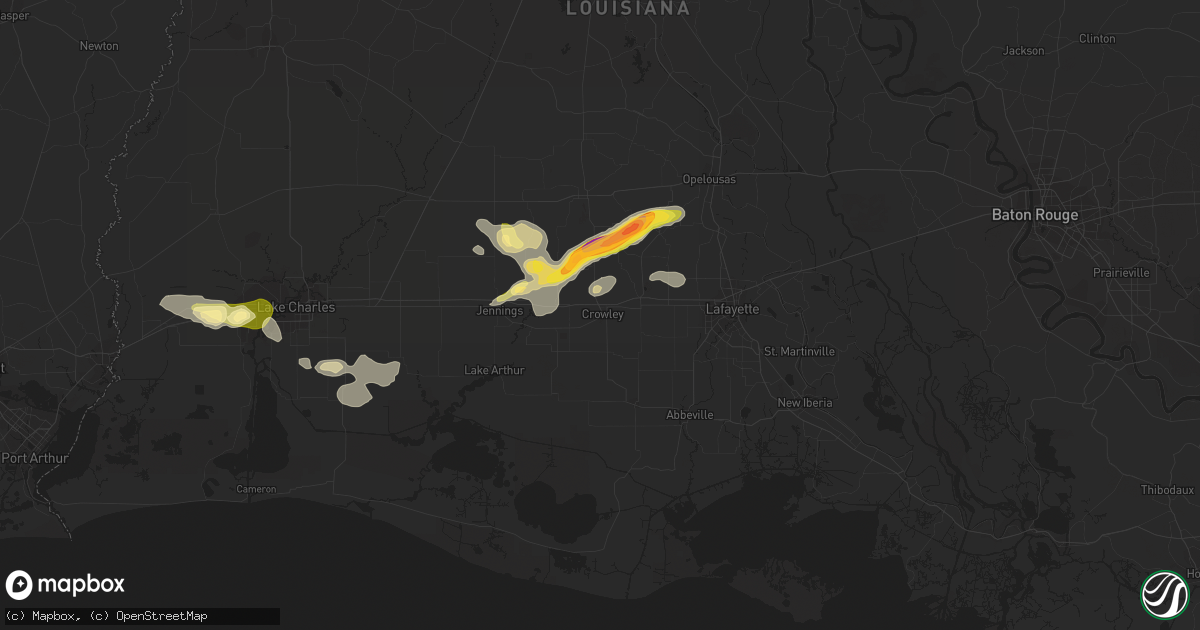 Hail map in Crowley, LA on March 5, 2024
