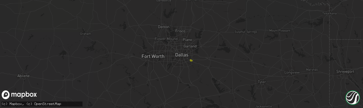 Hail map in Dallas, TX on March 5, 2024