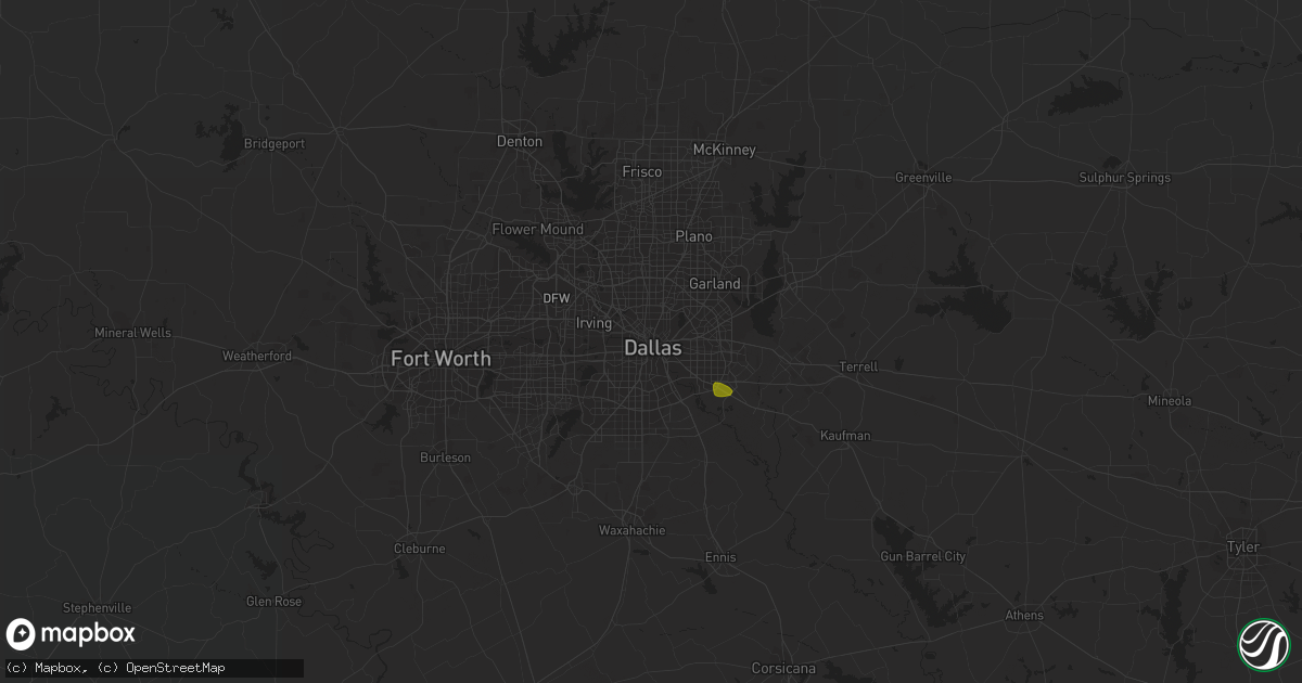 Hail map in Dallas, TX on March 5, 2024