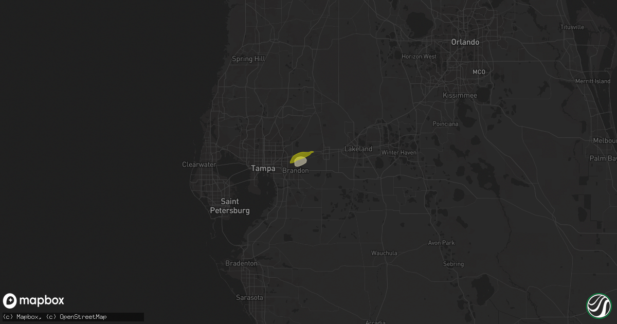 Hail map in Dover, FL on March 5, 2024